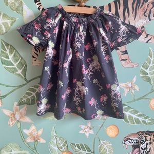 Bonpoint Girls Floral Top with Ruffled Sleeves